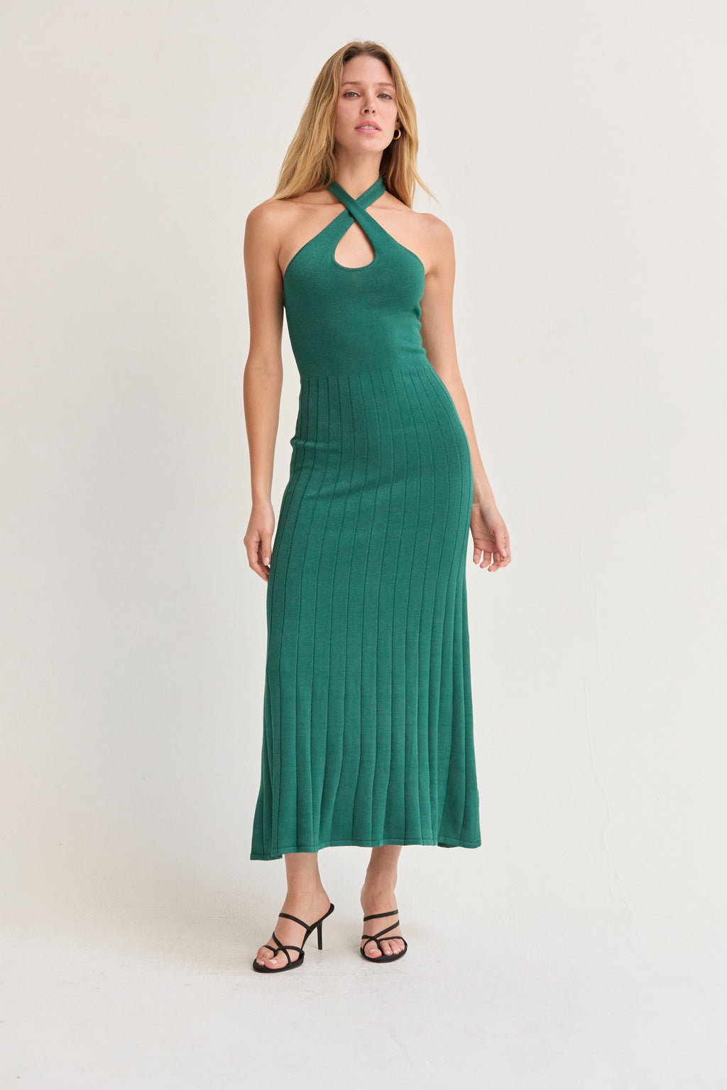 Robin Halter Lurex Knit Midi Dress