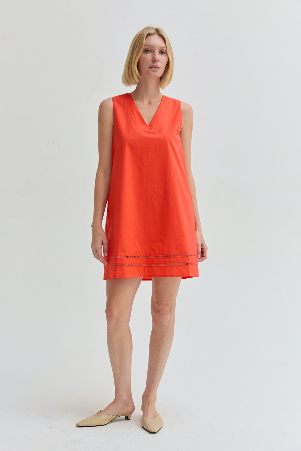 Reese Lattice Trim Poplin Mini Dress