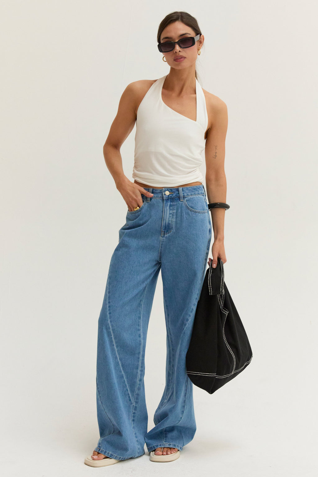 Anna Contrast Stitch Hobo Bag
