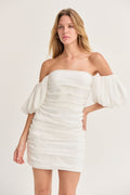 Camila Puff Sleeves Ruched Mini Dress