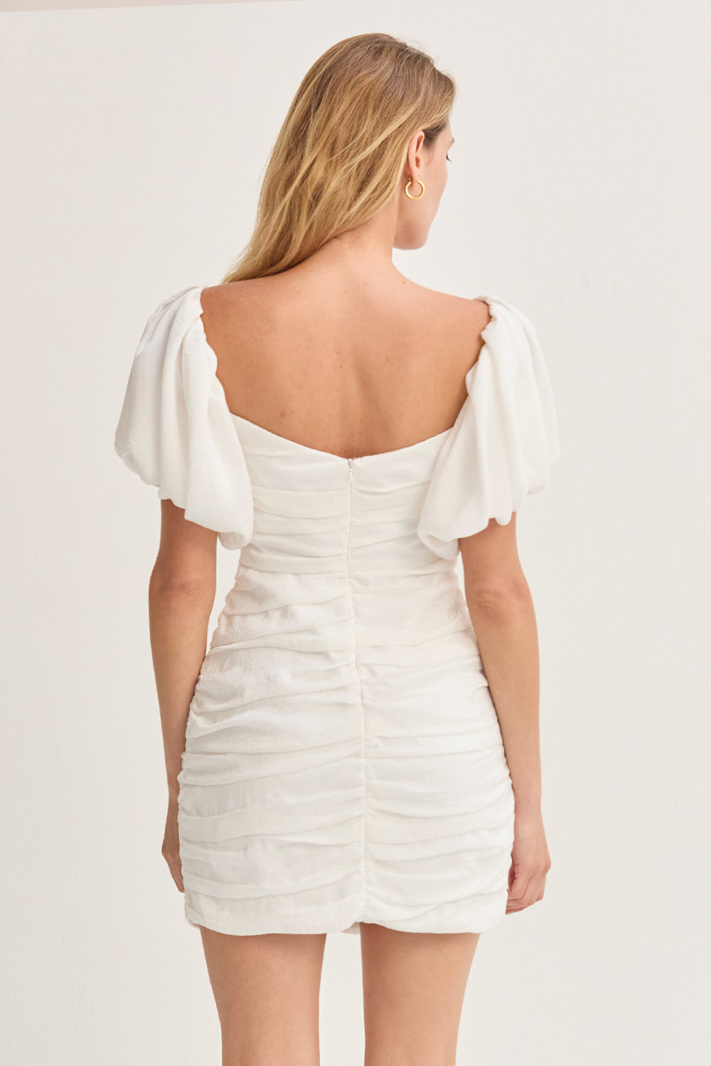 Camila Puff Sleeves Ruched Mini Dress