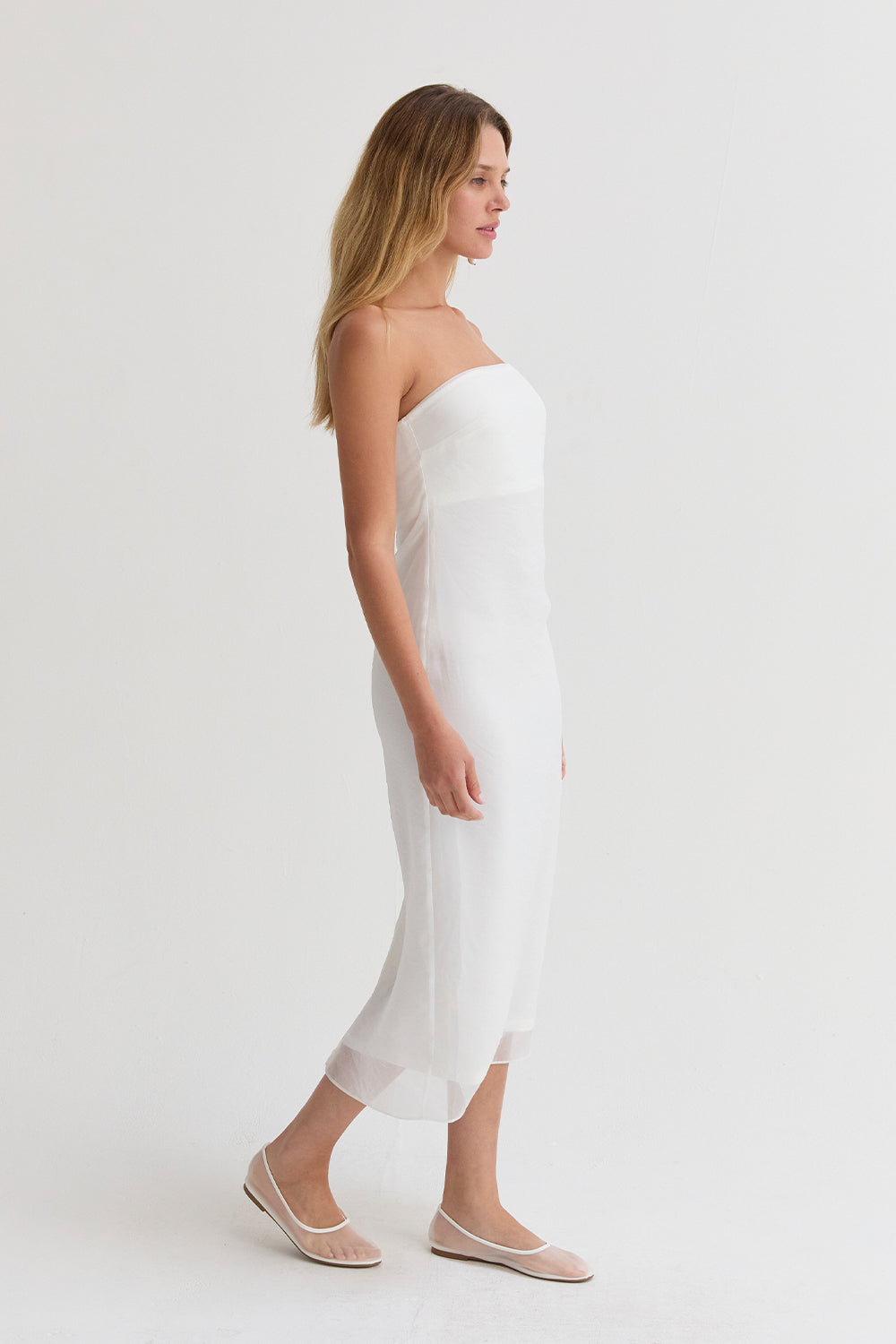 Zeah Organza Tube Midi Dress