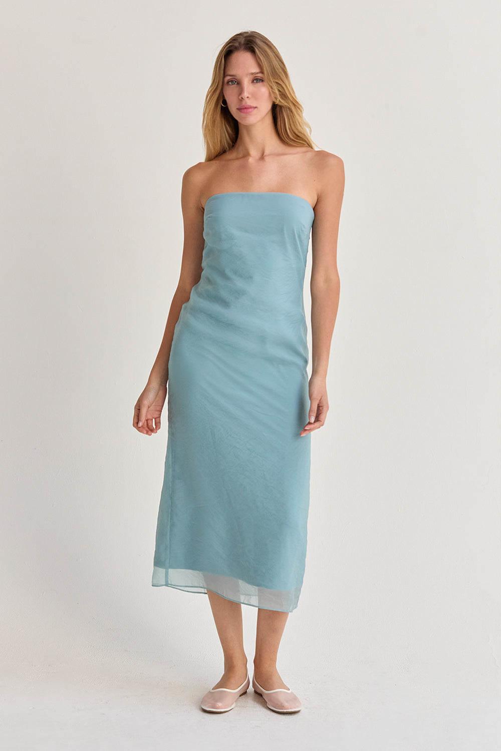 Zeah Organza Tube Midi Dress