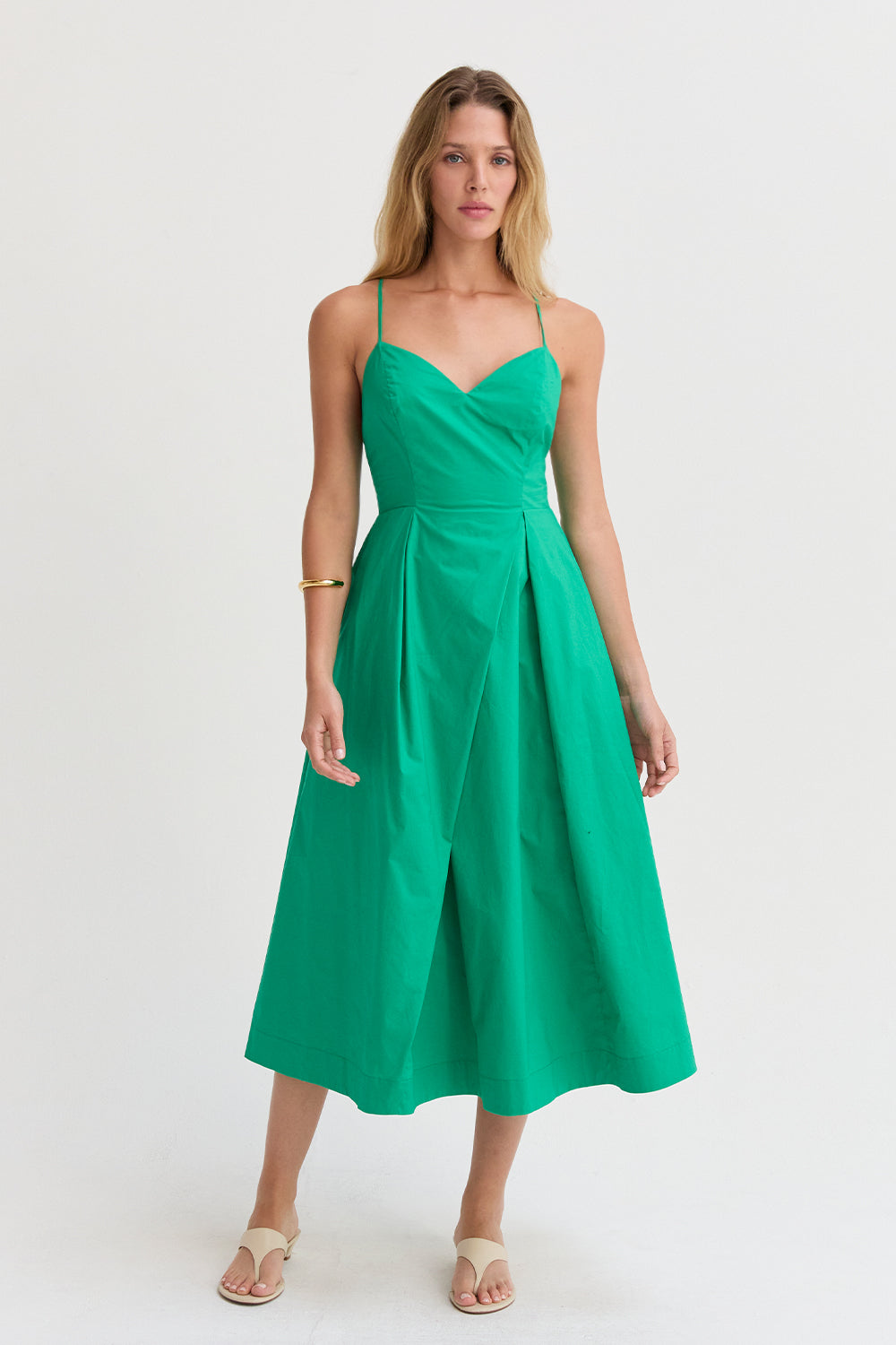 Eunice V-neck Poplin Midi Dress