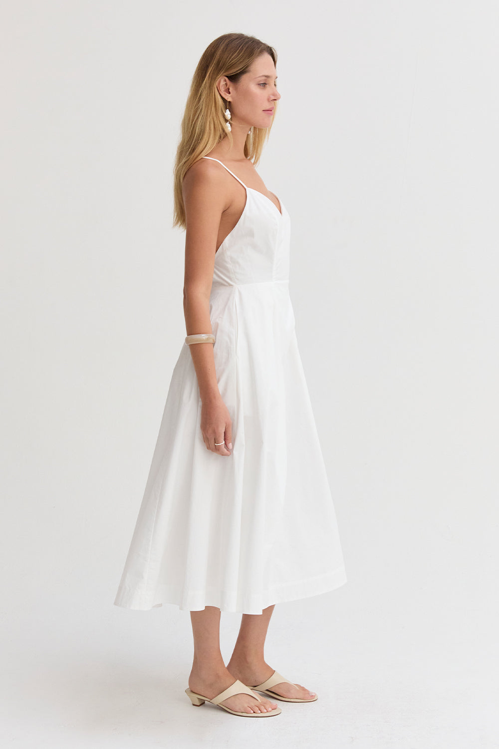 Eunice V-neck Poplin Midi Dress