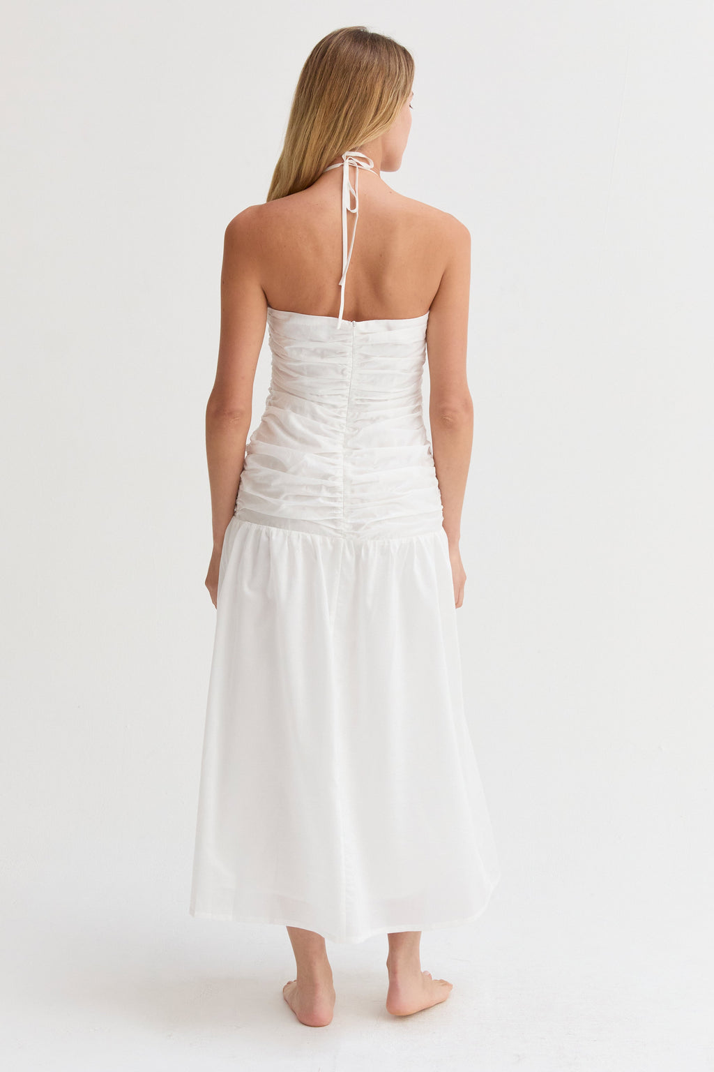 Rayna Shirred Halter Tencel Midi Dress
