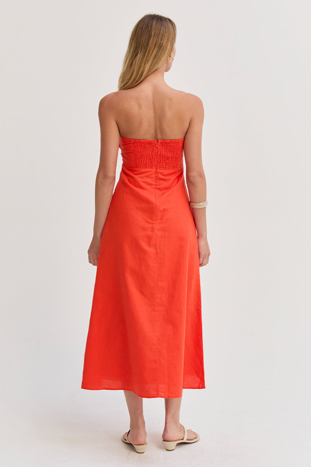 Emery Front Twist Linen Midi Dress