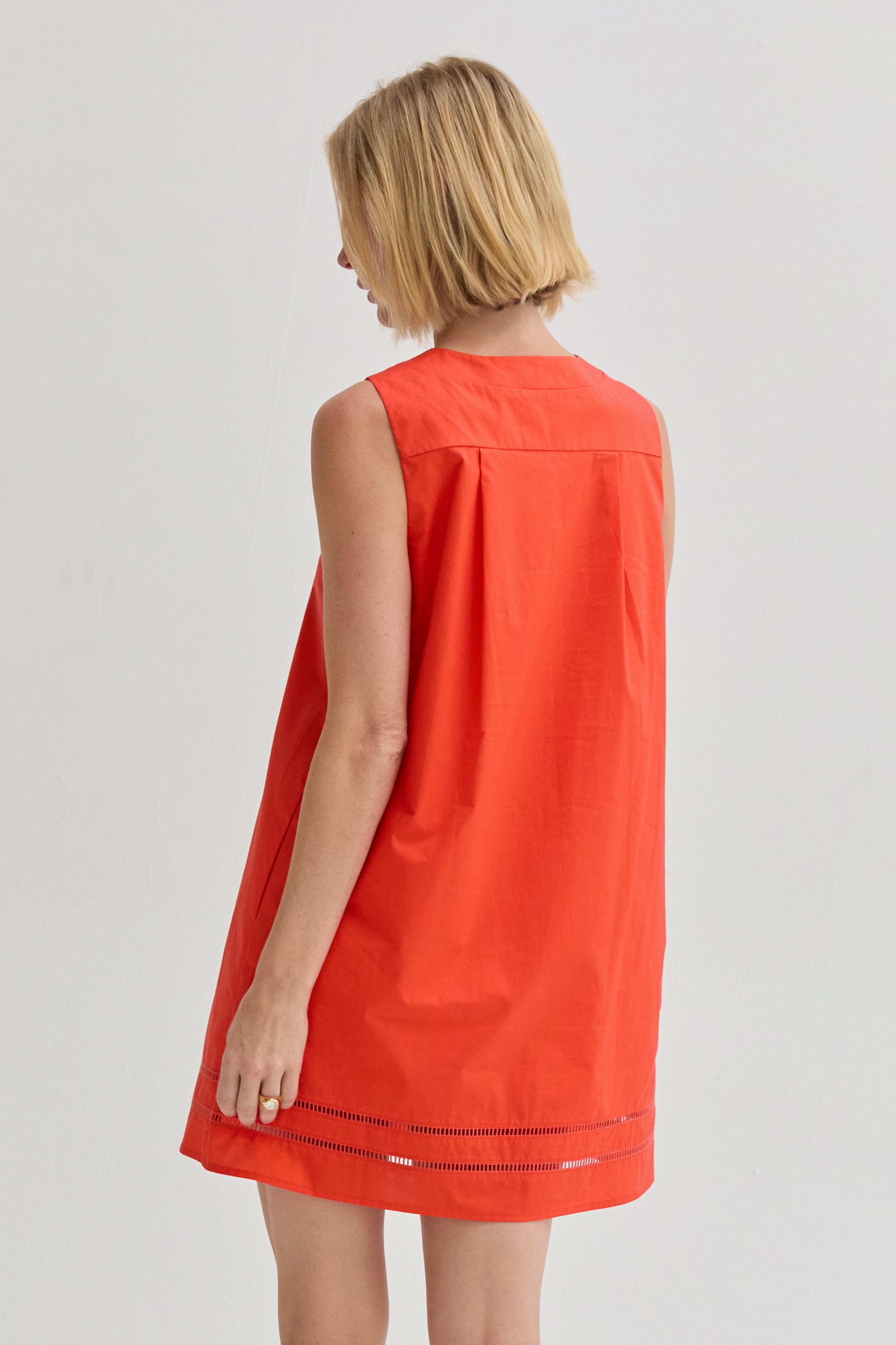 Reese Lattice Trim Poplin Mini Dress