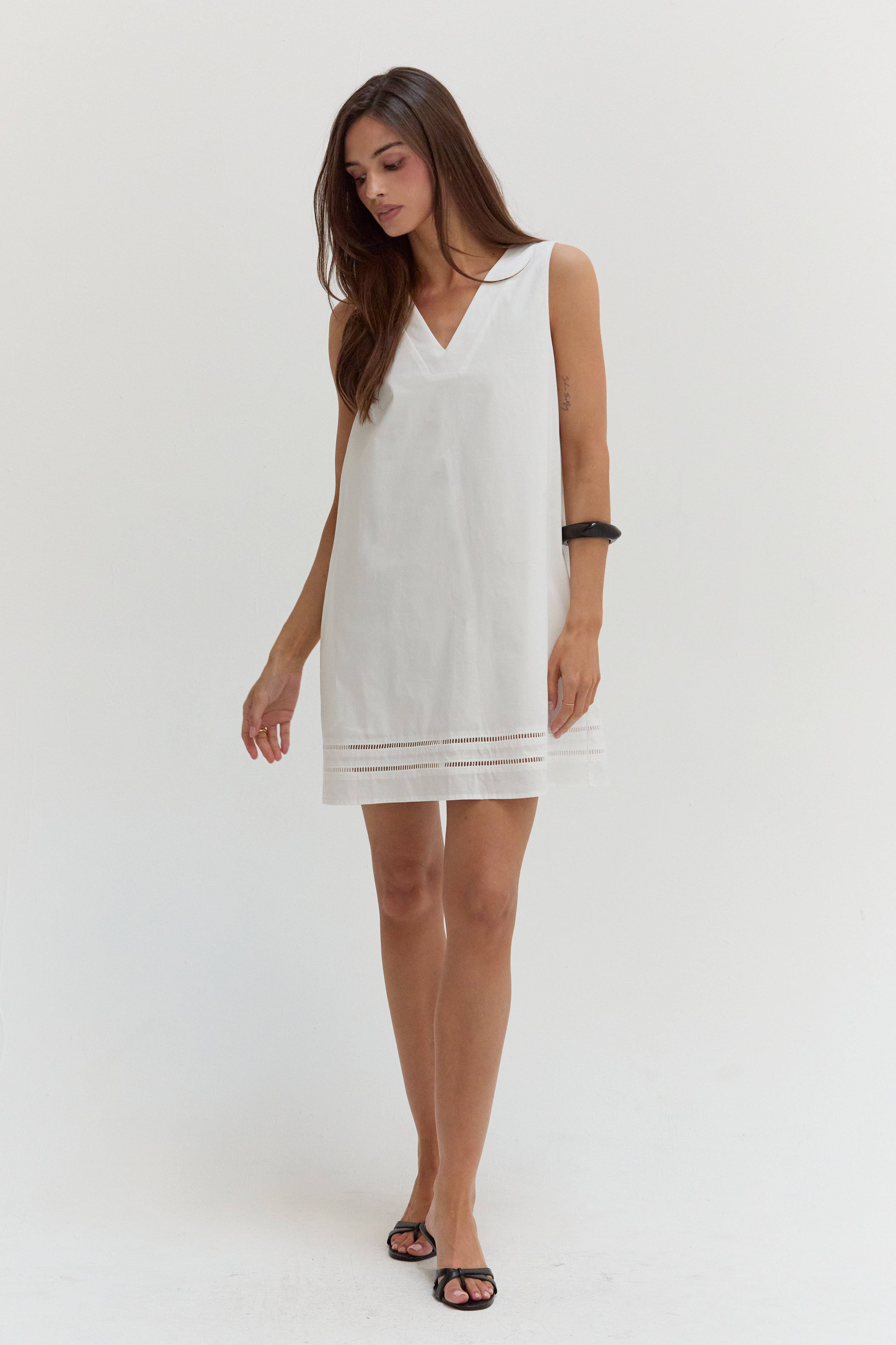 Reese Lattice Trim Poplin Mini Dress
