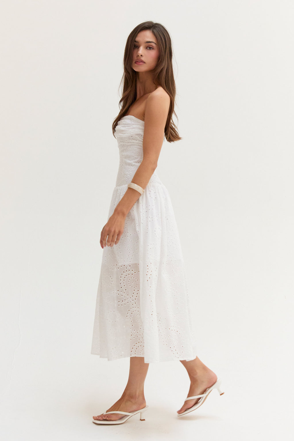 Emma Cotton Eyelet Tube Midi Dress
