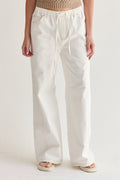 Rena White Denim Drawstring Pants