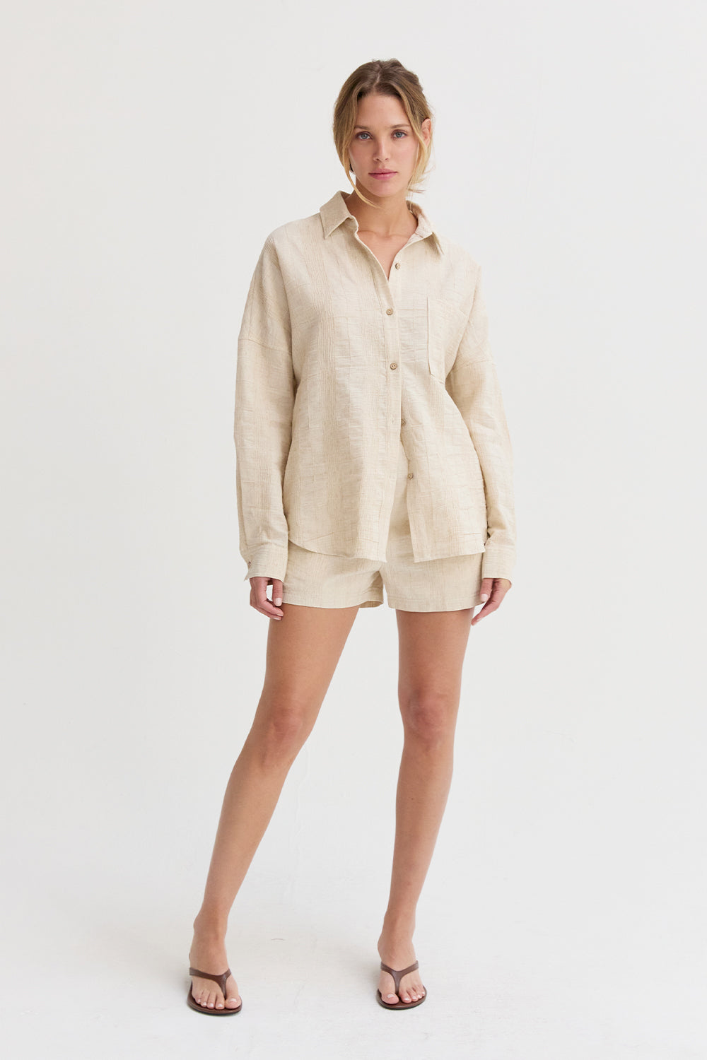 Lara Stripe Textured Linen Shirt