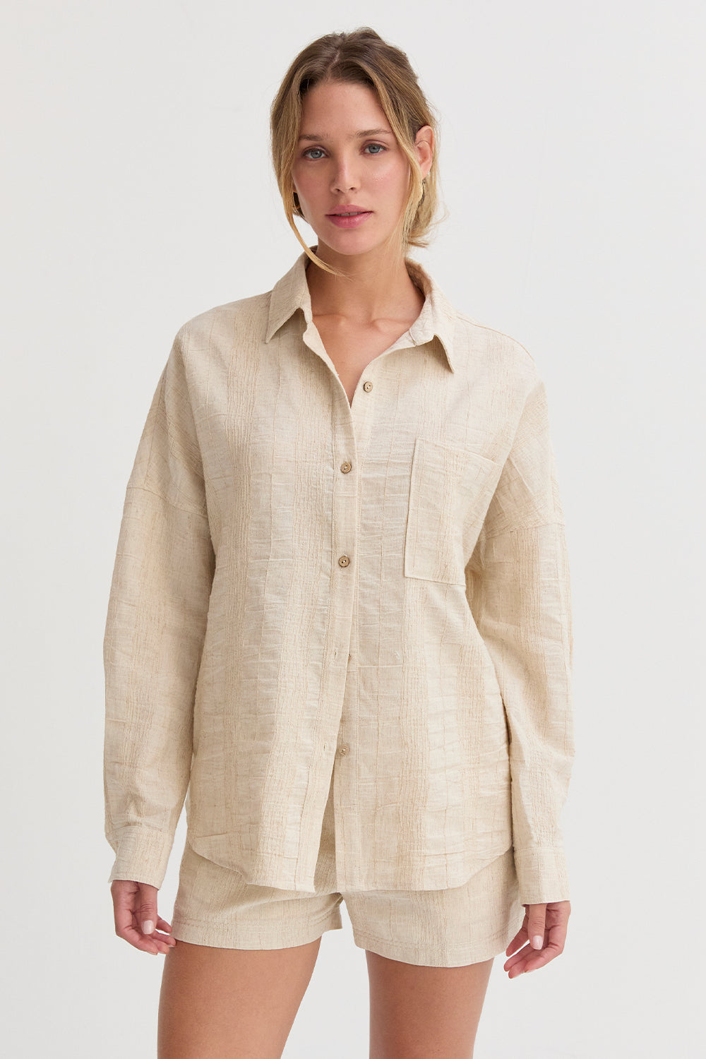Lara Stripe Textured Linen Shirt