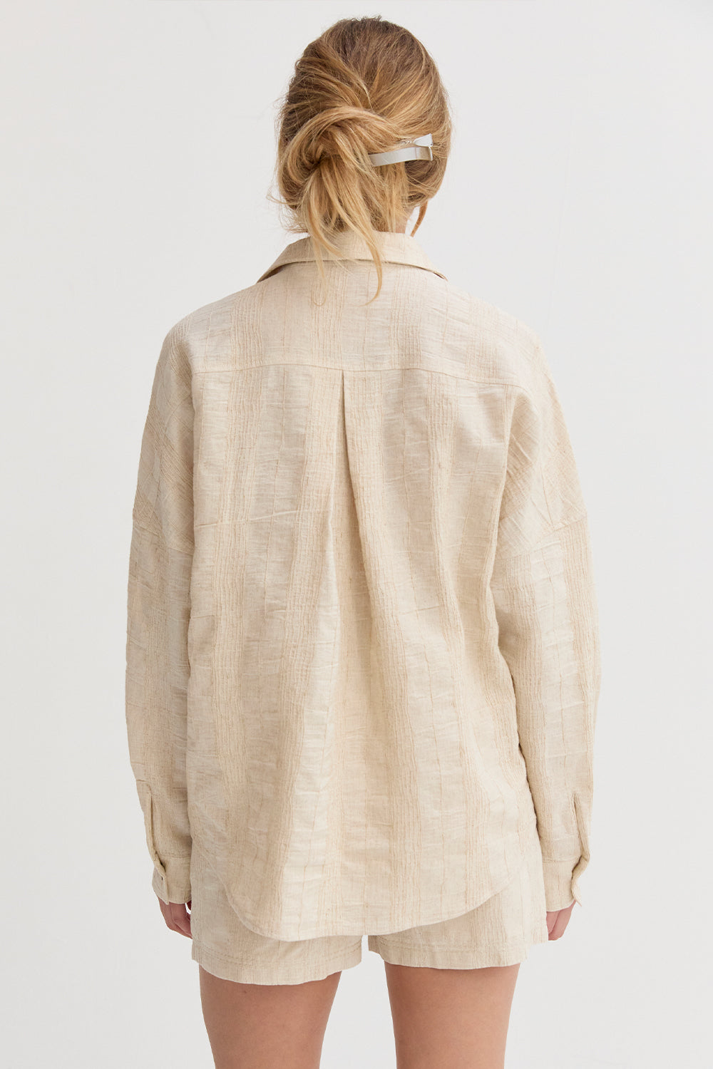 Lara Stripe Textured Linen Shirt