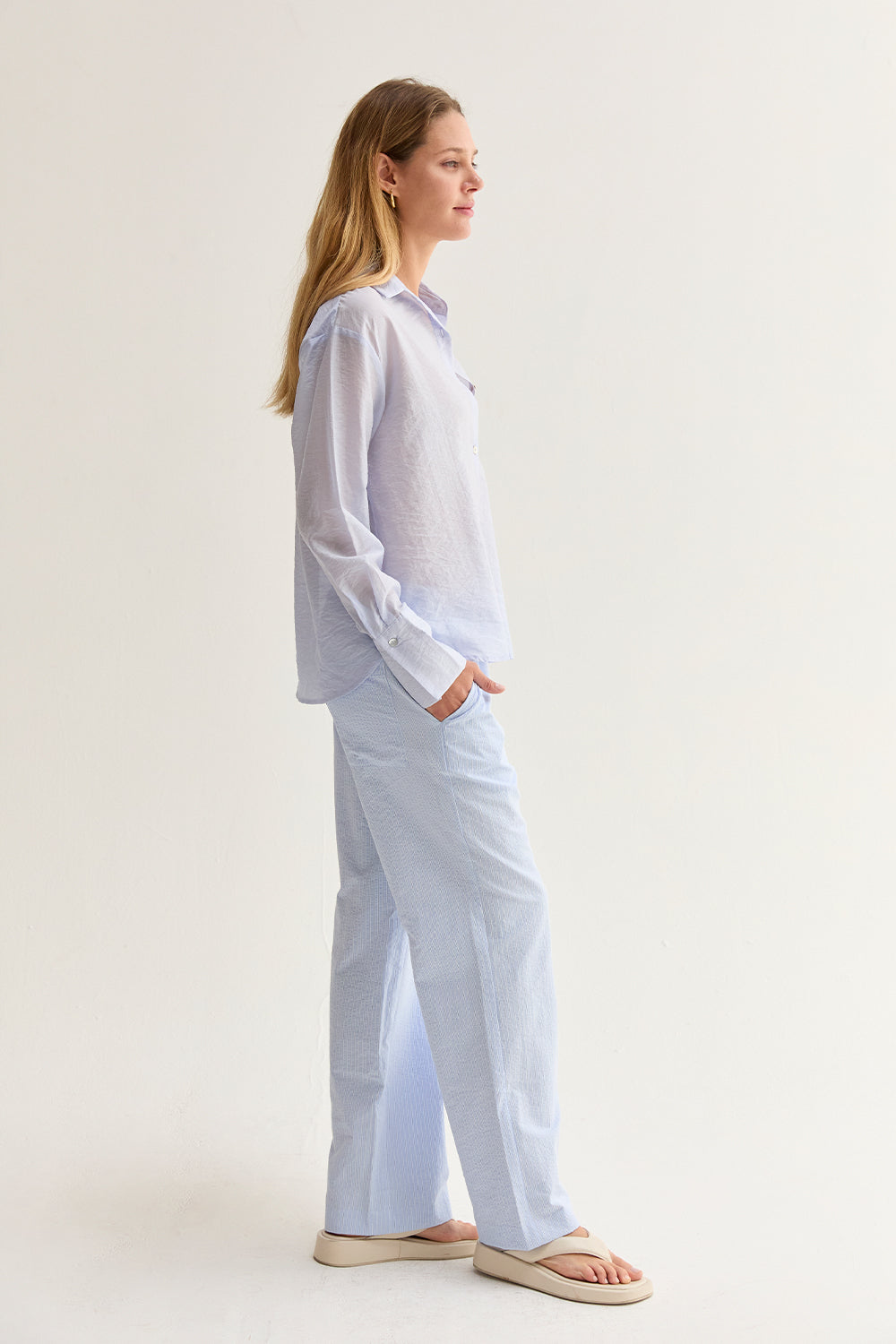 Deni Textured Striped Drawstring Pants