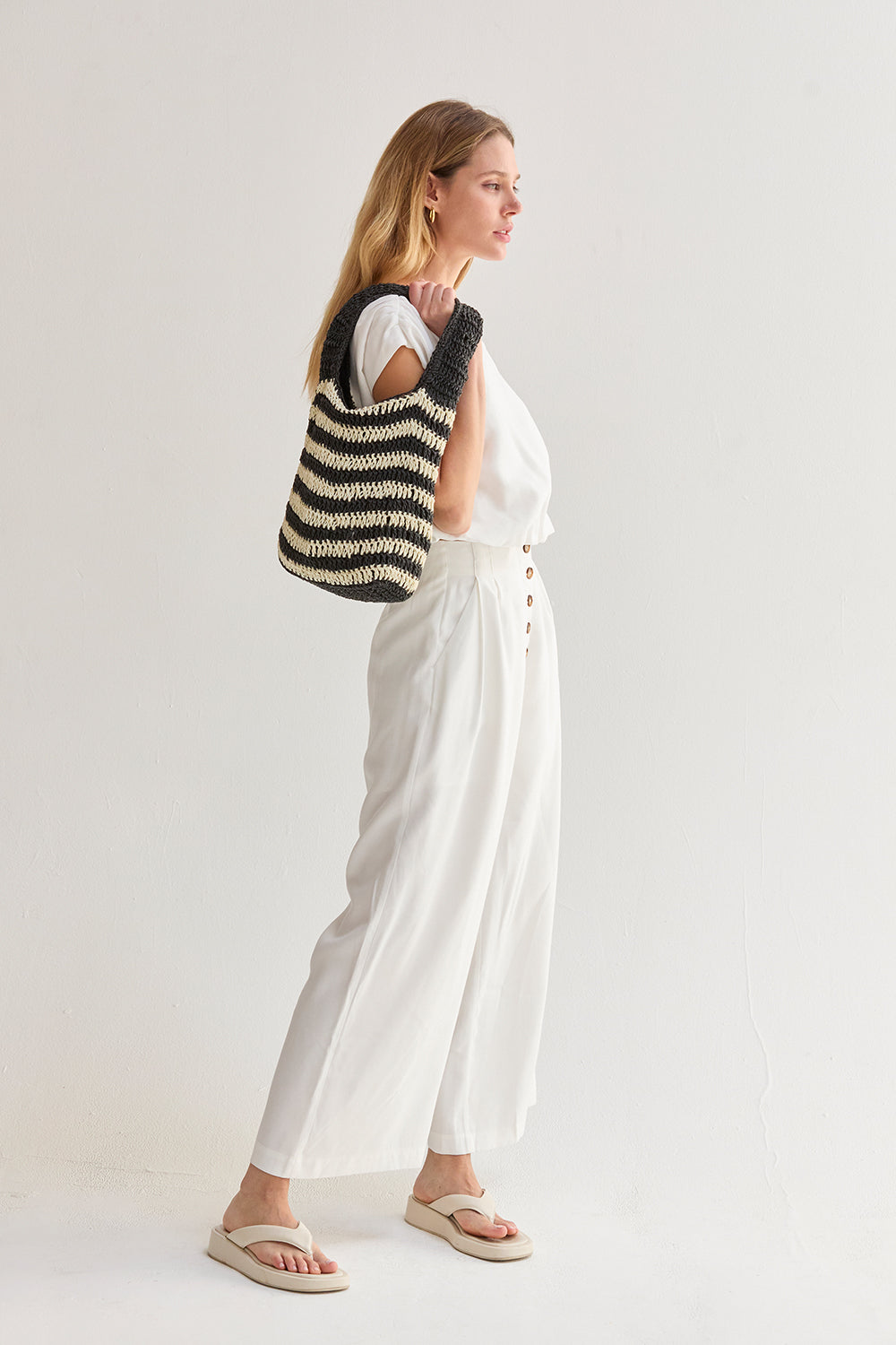 Erin Striped Weave Bag