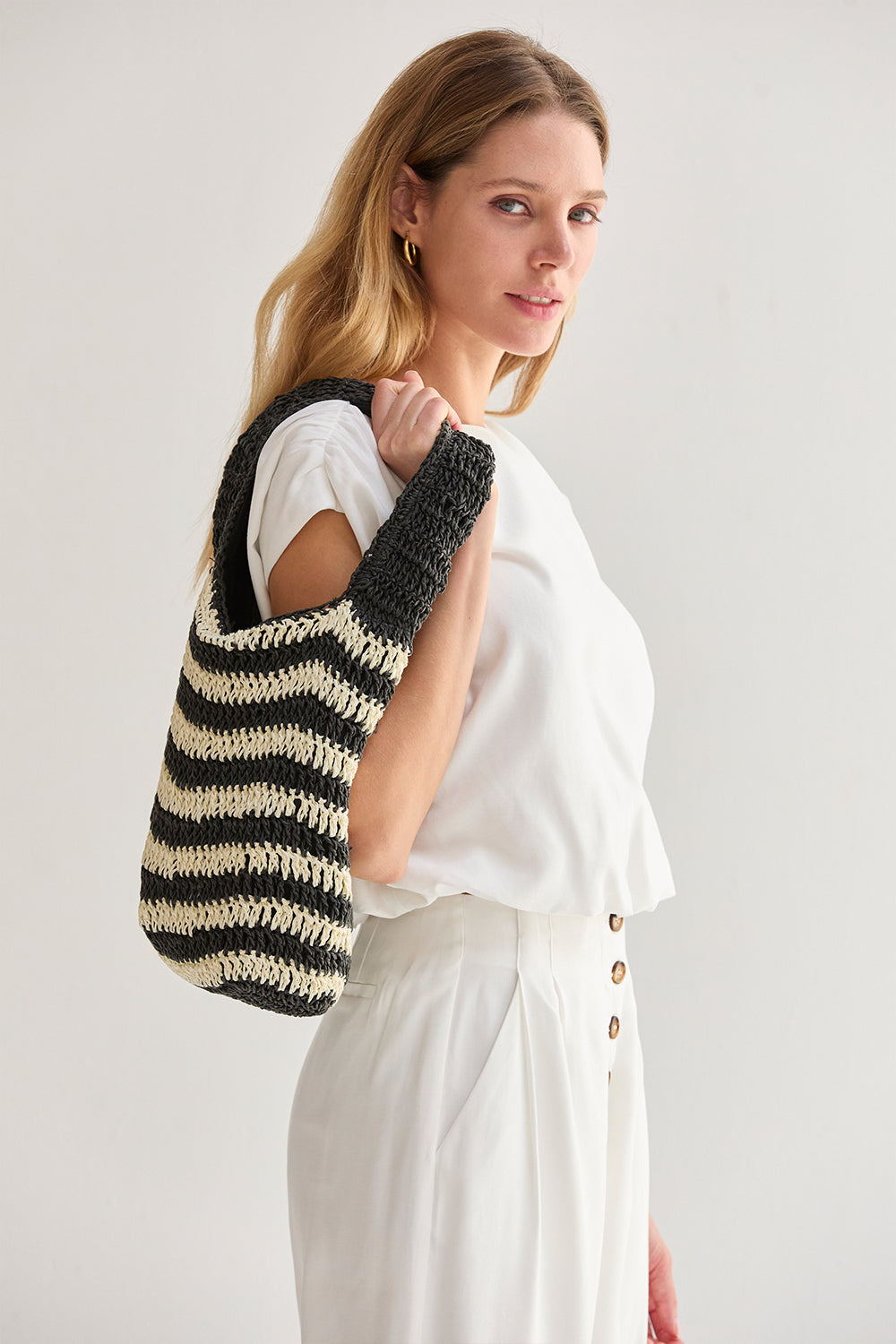 Erin Striped Weave Bag
