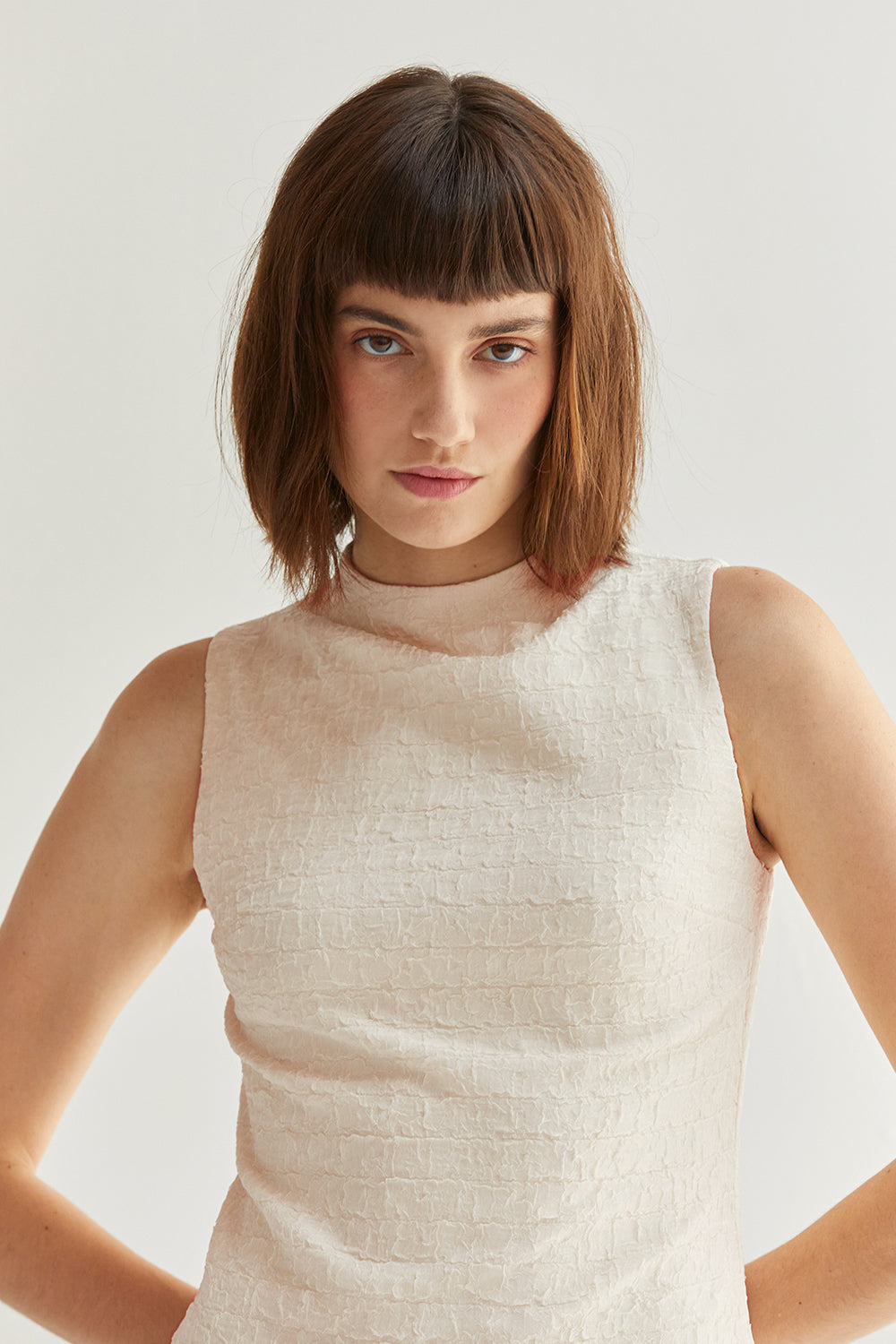 Mylah Mock Neck Sleeveless Sheath Dress
