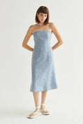 Sofia Linen Square Neck Midi Dress