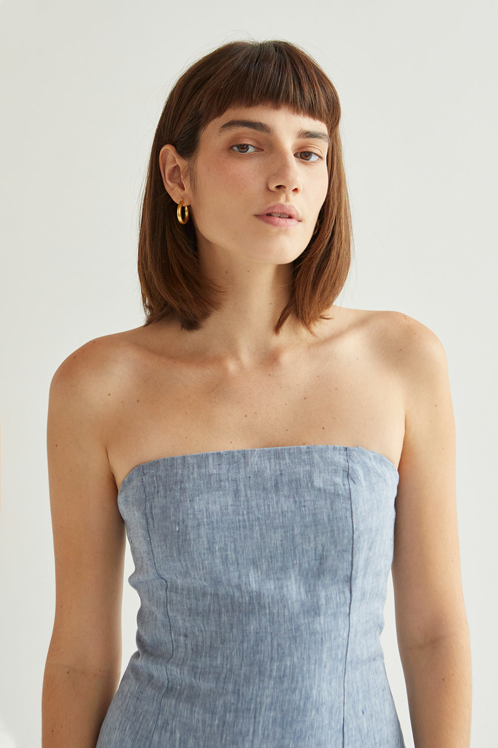 Sofia Linen Square Neck Midi Dress