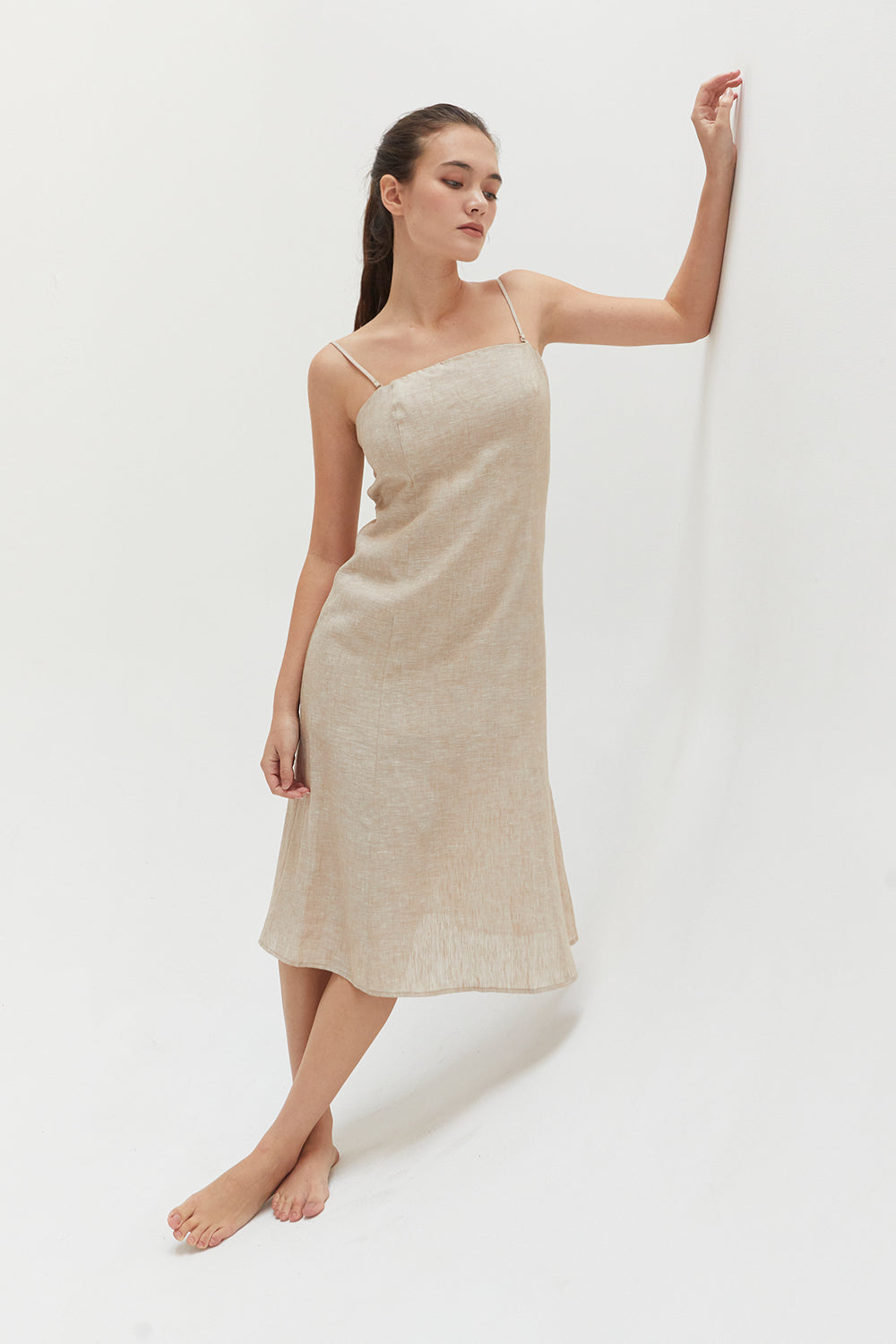 Sofia Linen Square Neck Midi Dress