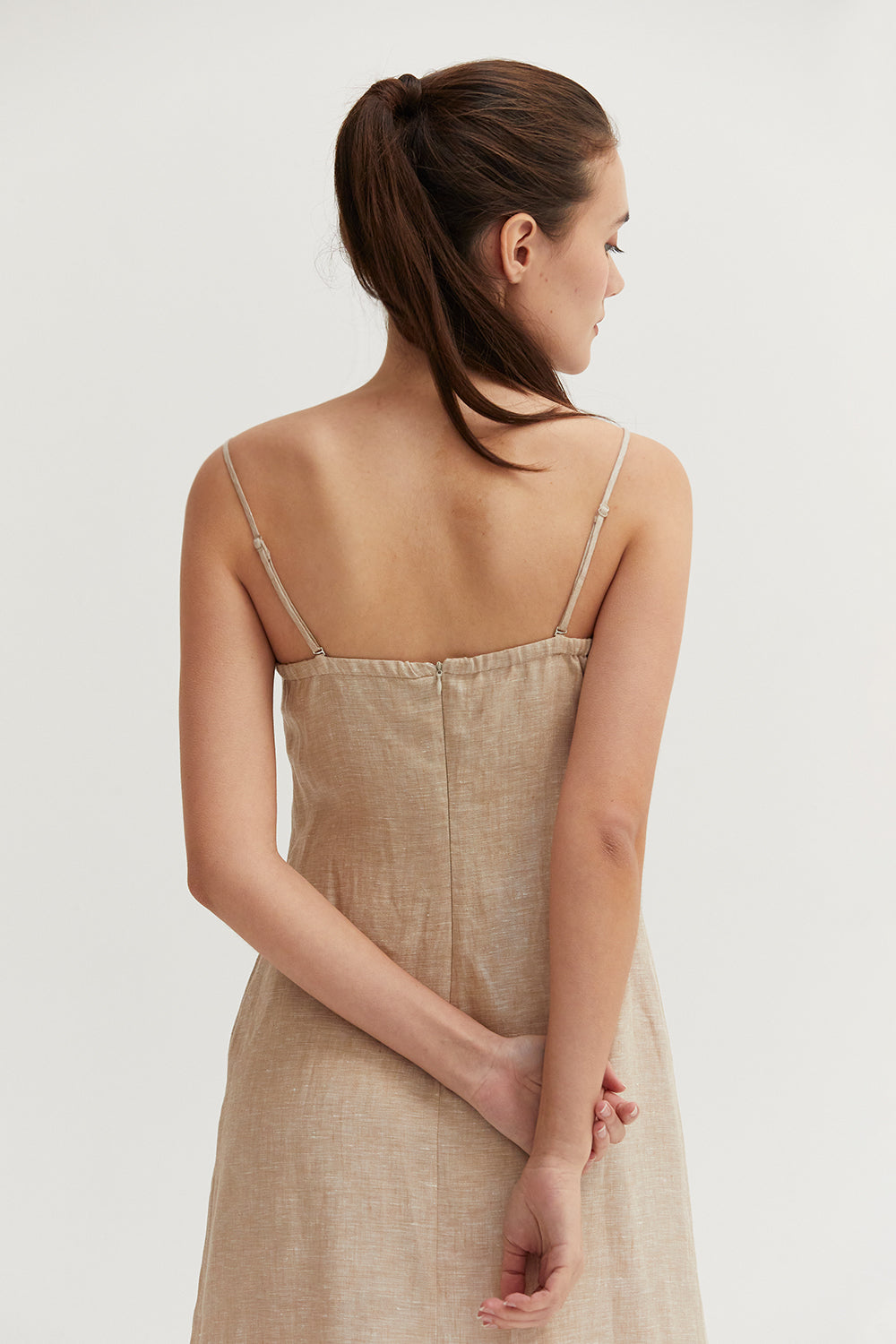 Sofia Linen Square Neck Midi Dress