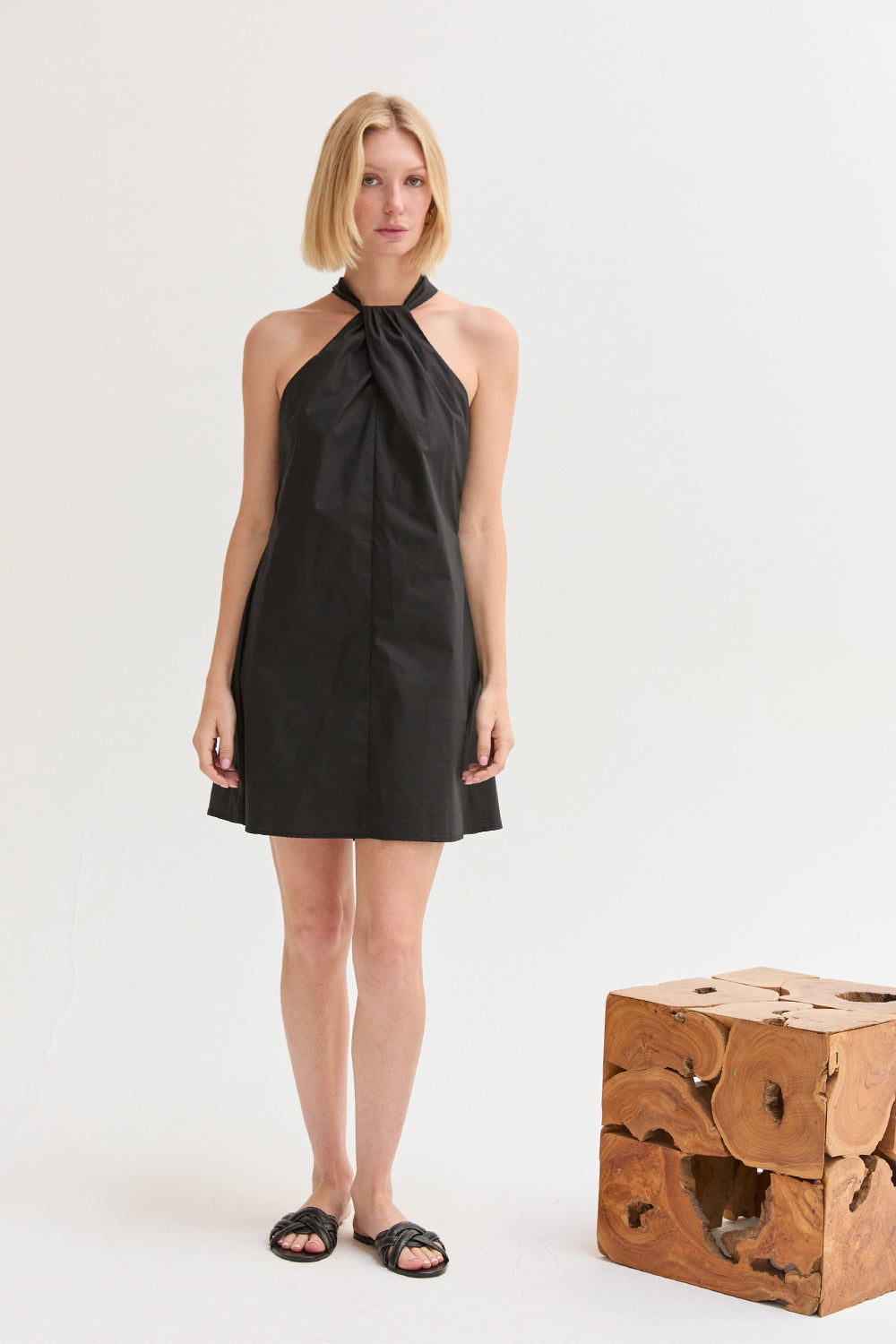 Chloe Halter Poplin Mini Dress