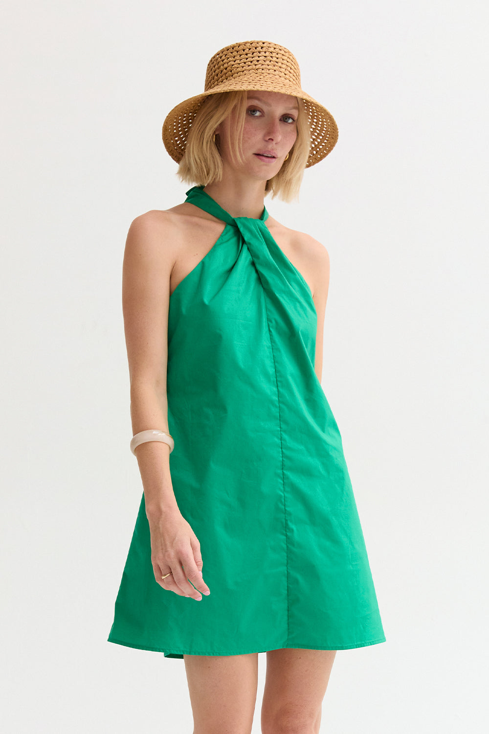Chloe Halter Poplin Mini Dress