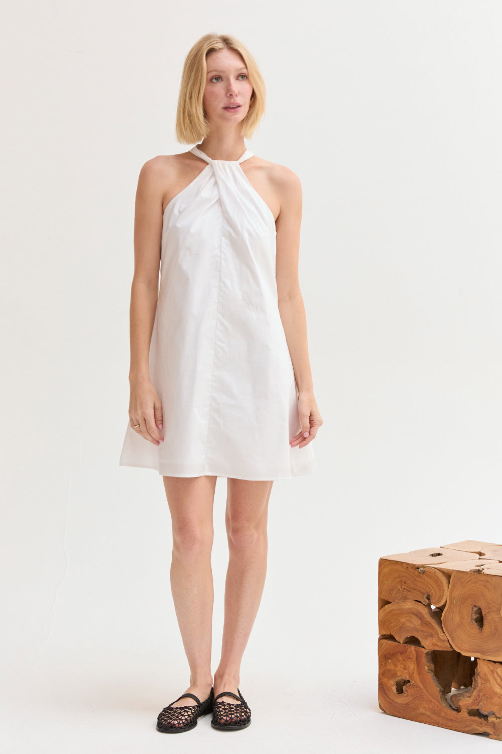 Chloe Halter Poplin Mini Dress