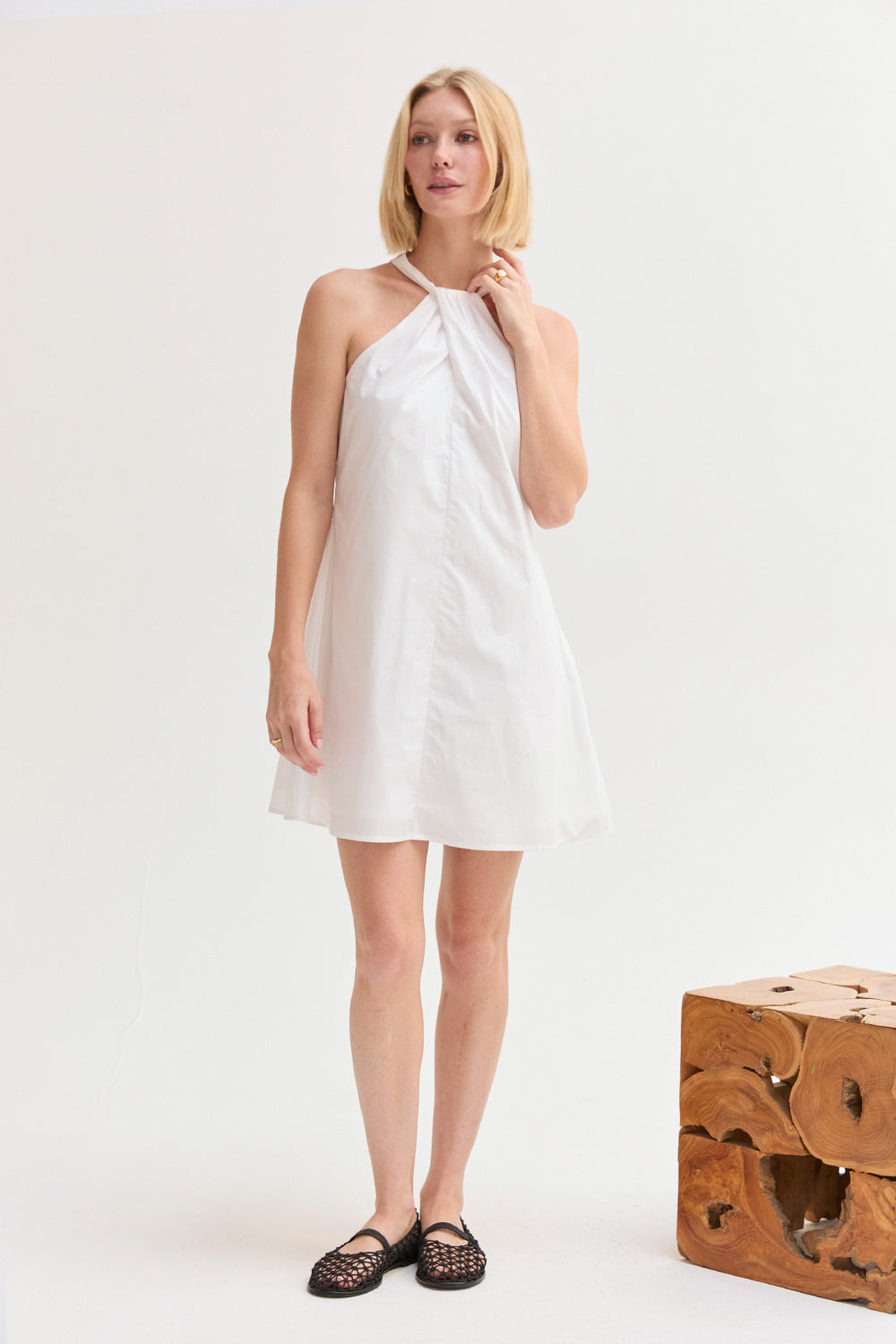Chloe Halter Poplin Mini Dress
