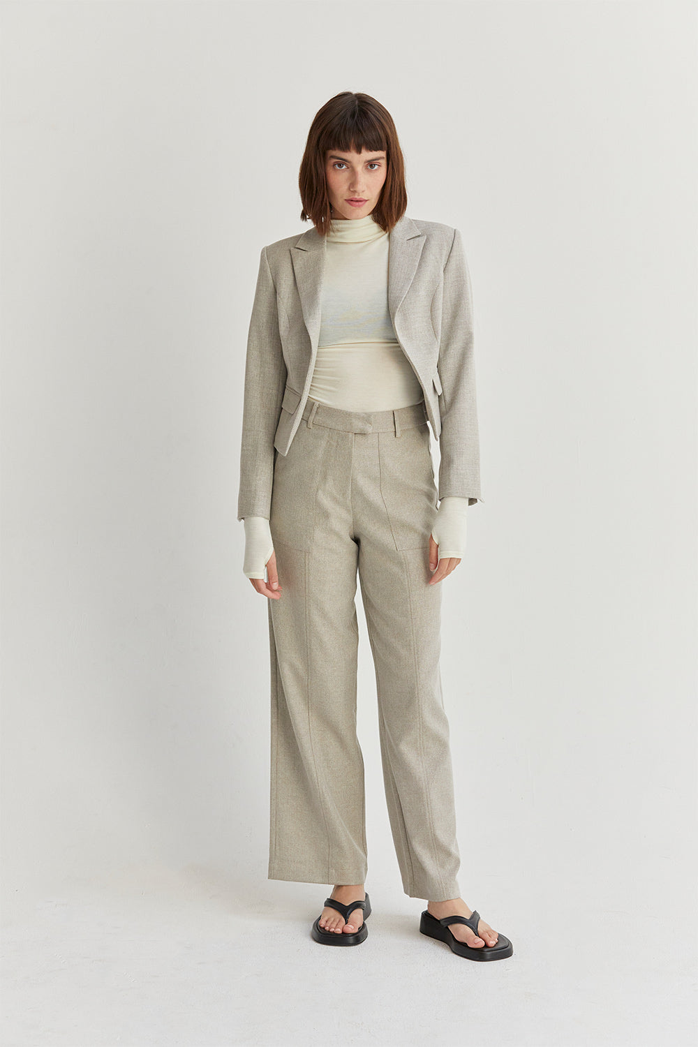 Jayla Notched Lapel Open Front Blazer