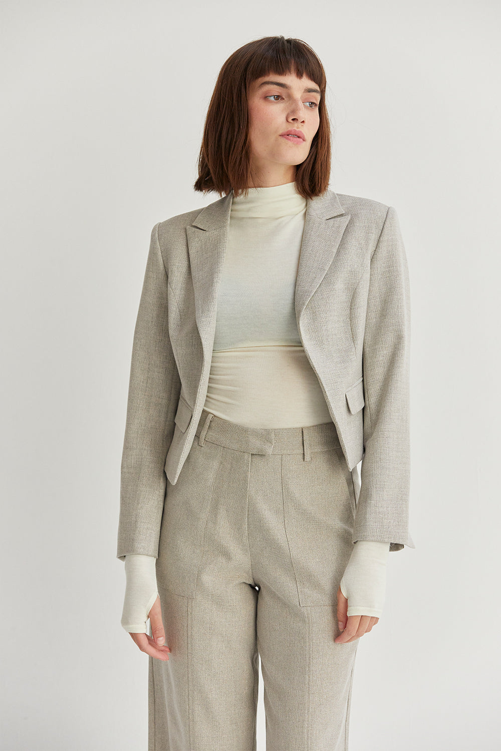 Jayla Notched Lapel Open Front Blazer