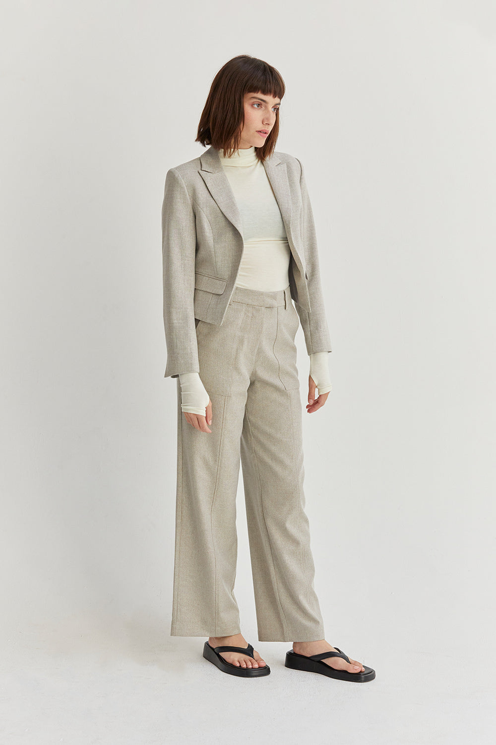 Jayla Notched Lapel Open Front Blazer