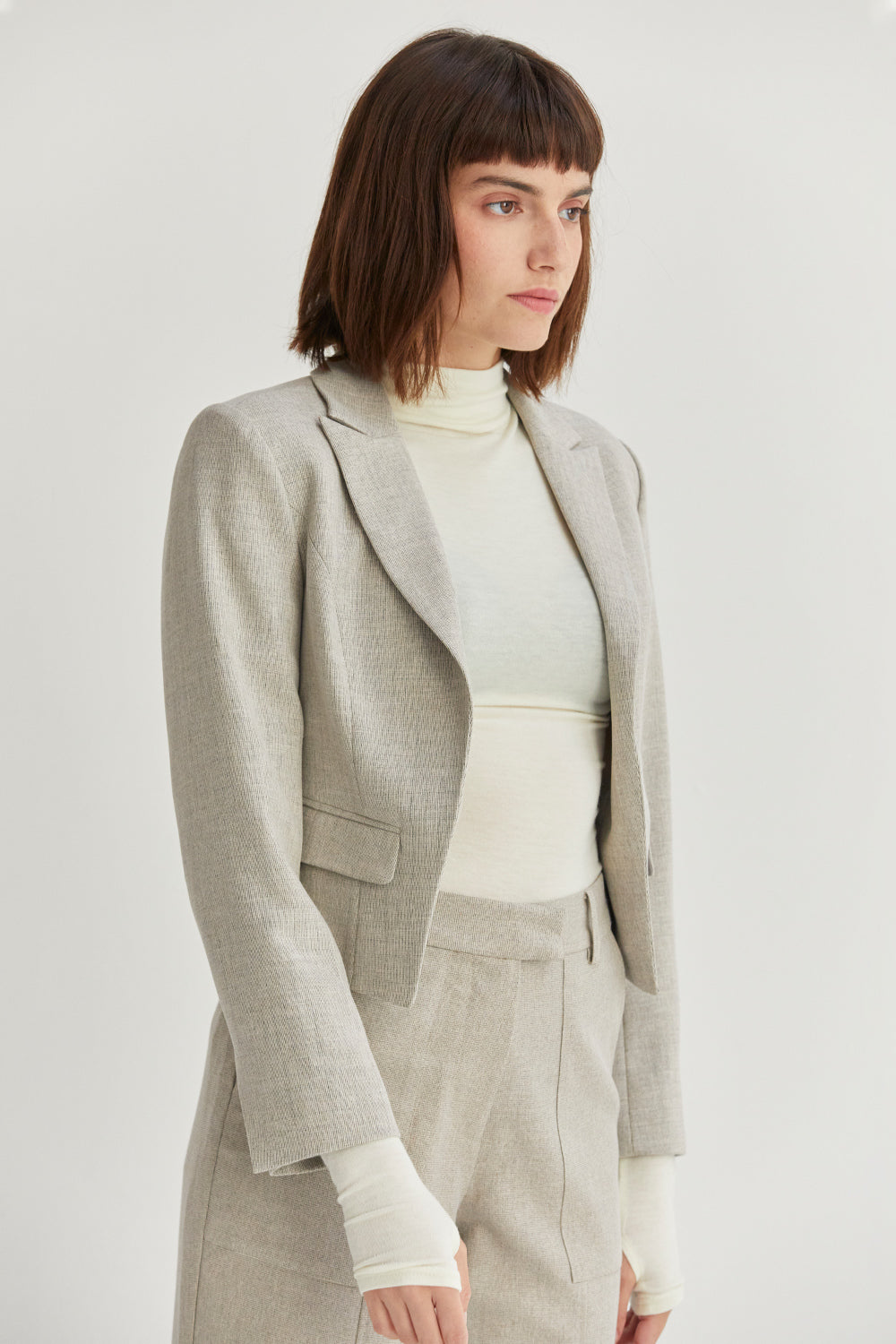 Jayla Notched Lapel Open Front Blazer