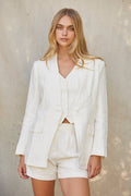 Zoey Collarless Linen Blazer