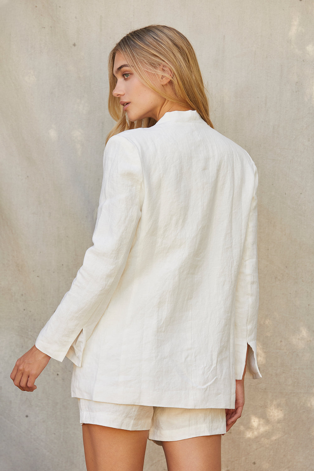 Zoey Collarless Linen Blazer