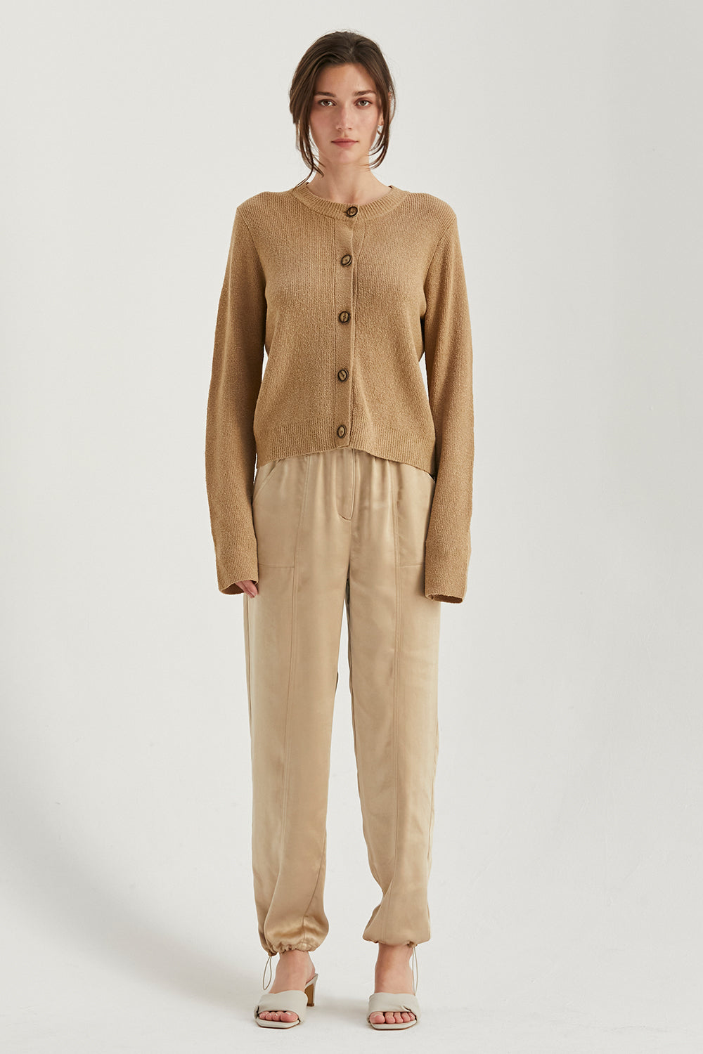 Jordyn Khaki Satin Joggers