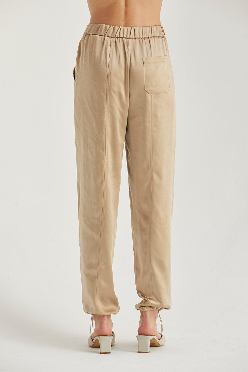 Jordyn Khaki Satin Joggers