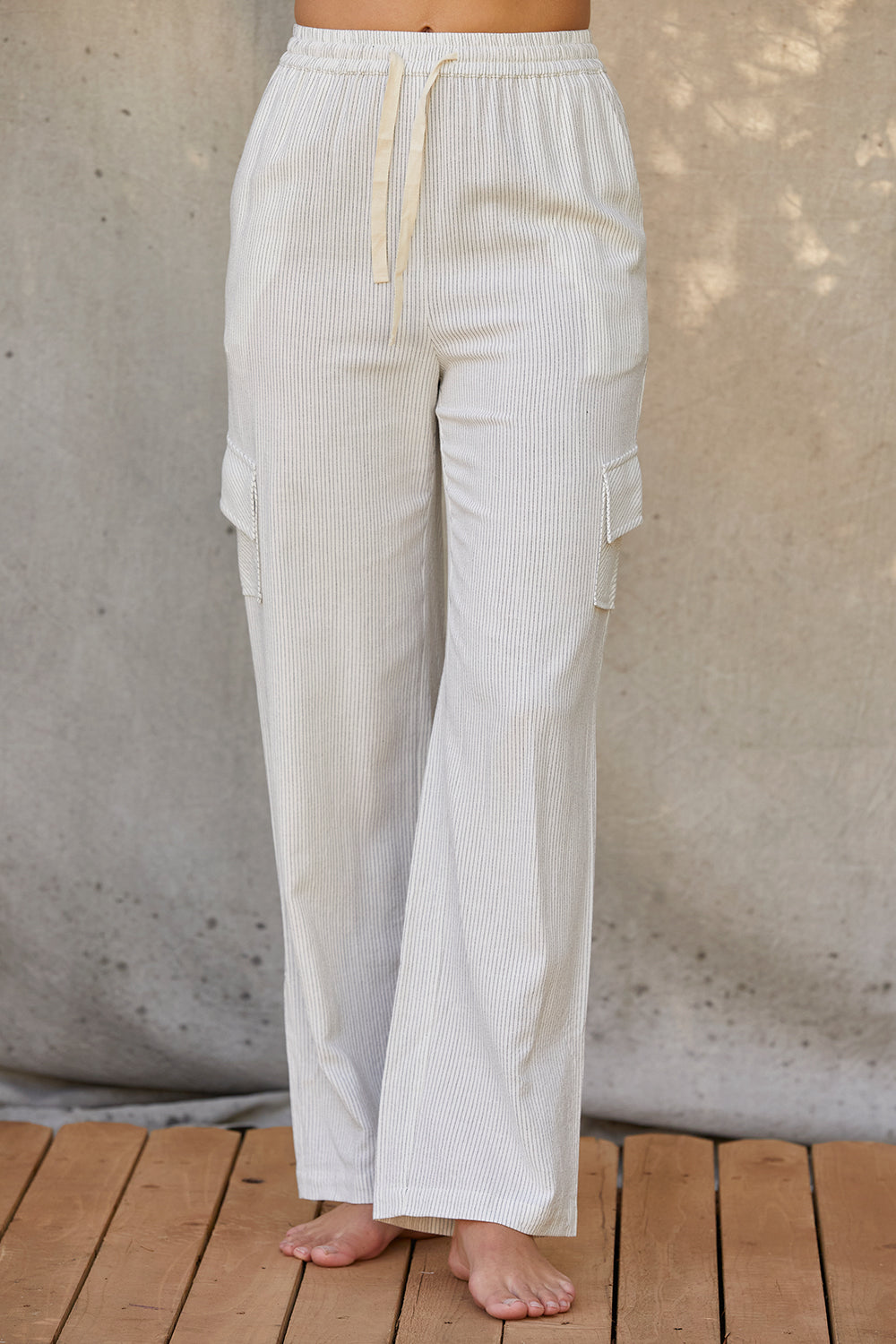 Yanni Easy Wear Pinstripe Straight Leg Pants