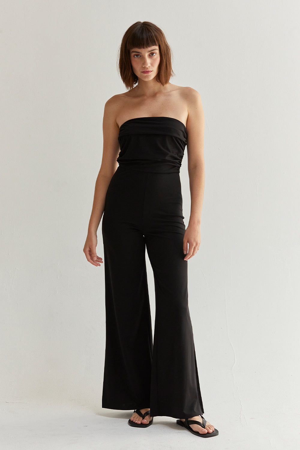 Kaitlyn Straight Neckline Wide Leg Jumpsuit