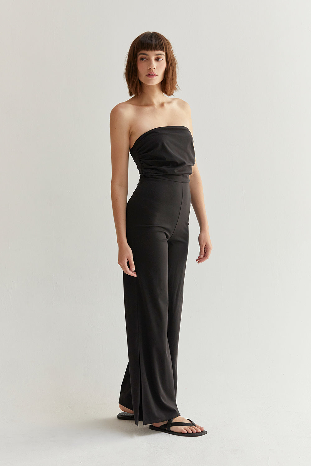 Kaitlyn Straight Neckline Wide Leg Jumpsuit