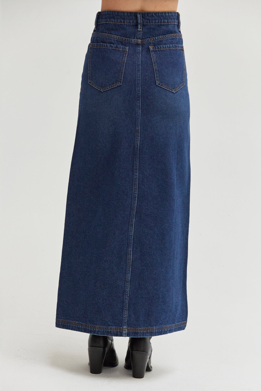 Esther High Waisted Denim Maxi Skirt