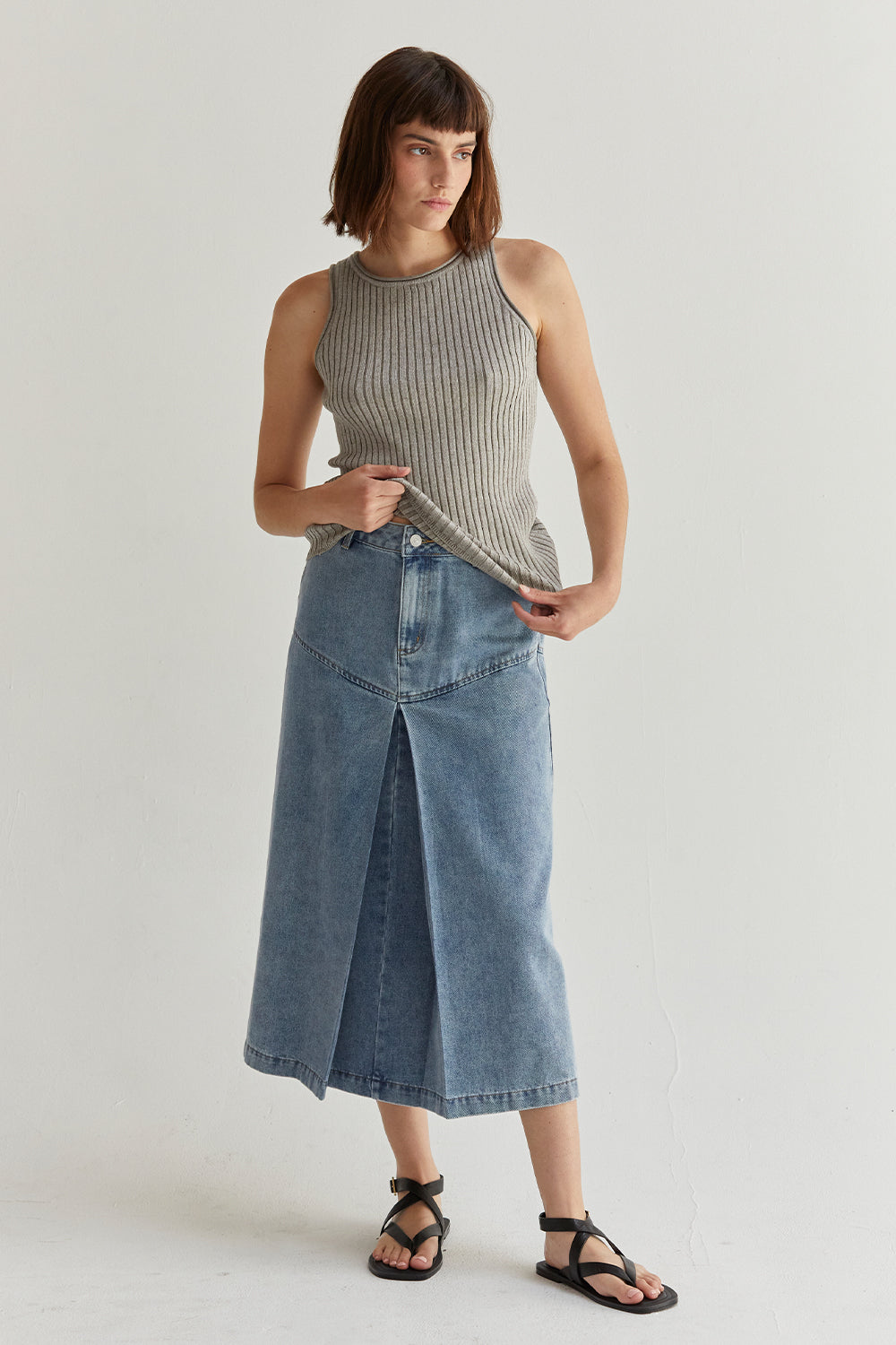 Brielle Denim Midi Skirt