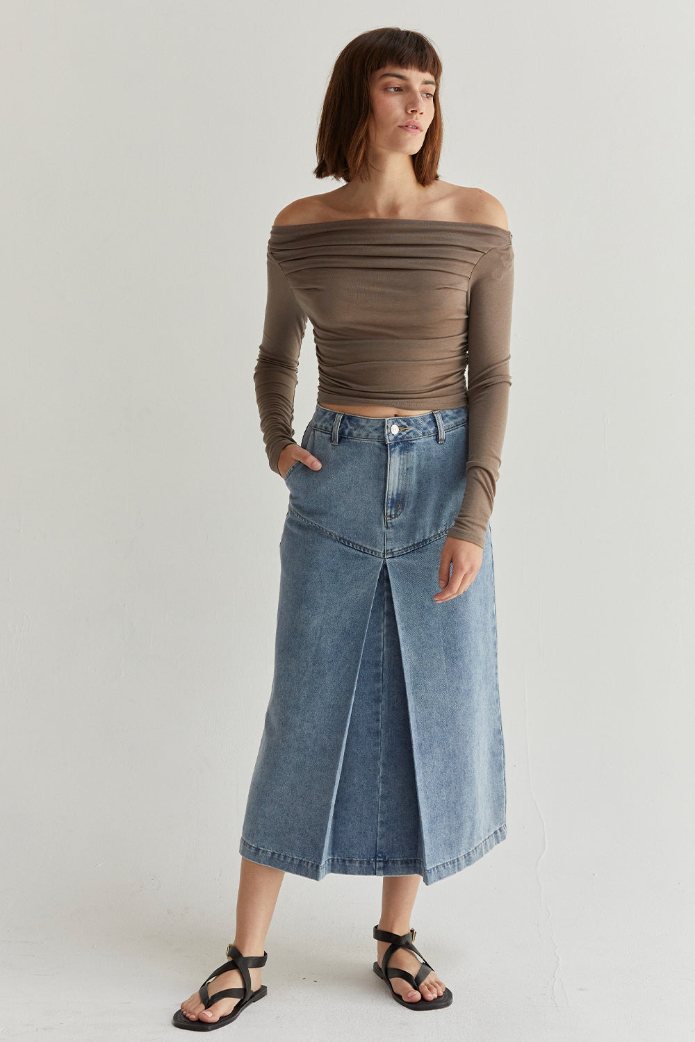 Brielle Denim Midi Skirt