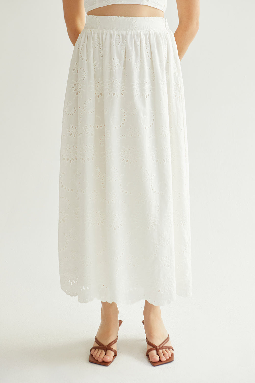 Raylene Eyelet Midi Skirt