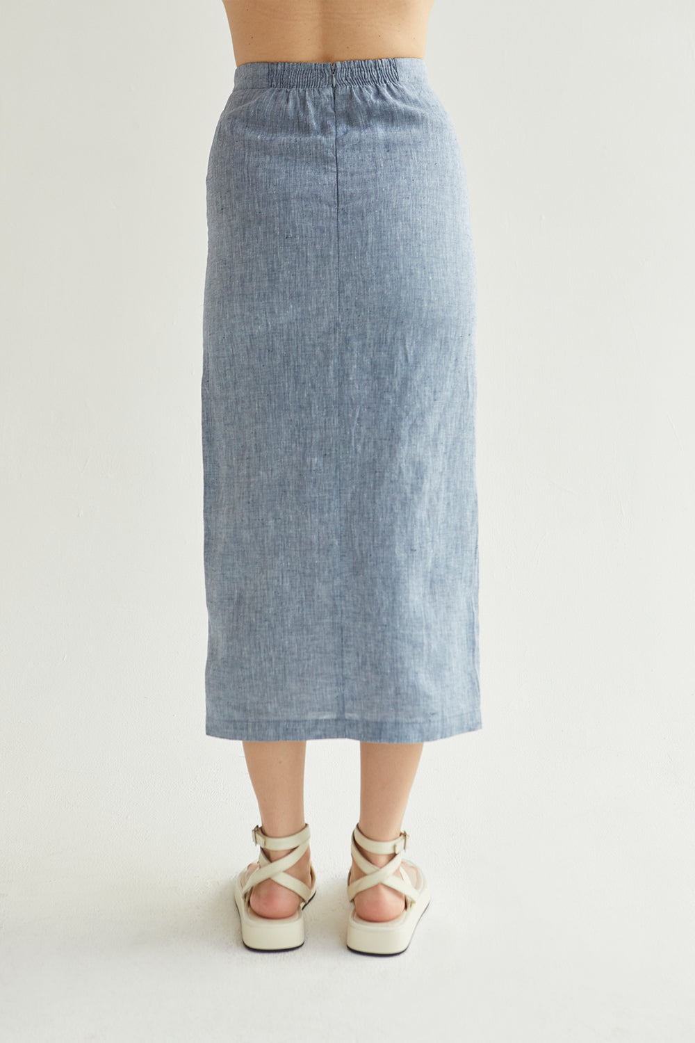 Daniella Blue High Waisted Linen Skirt