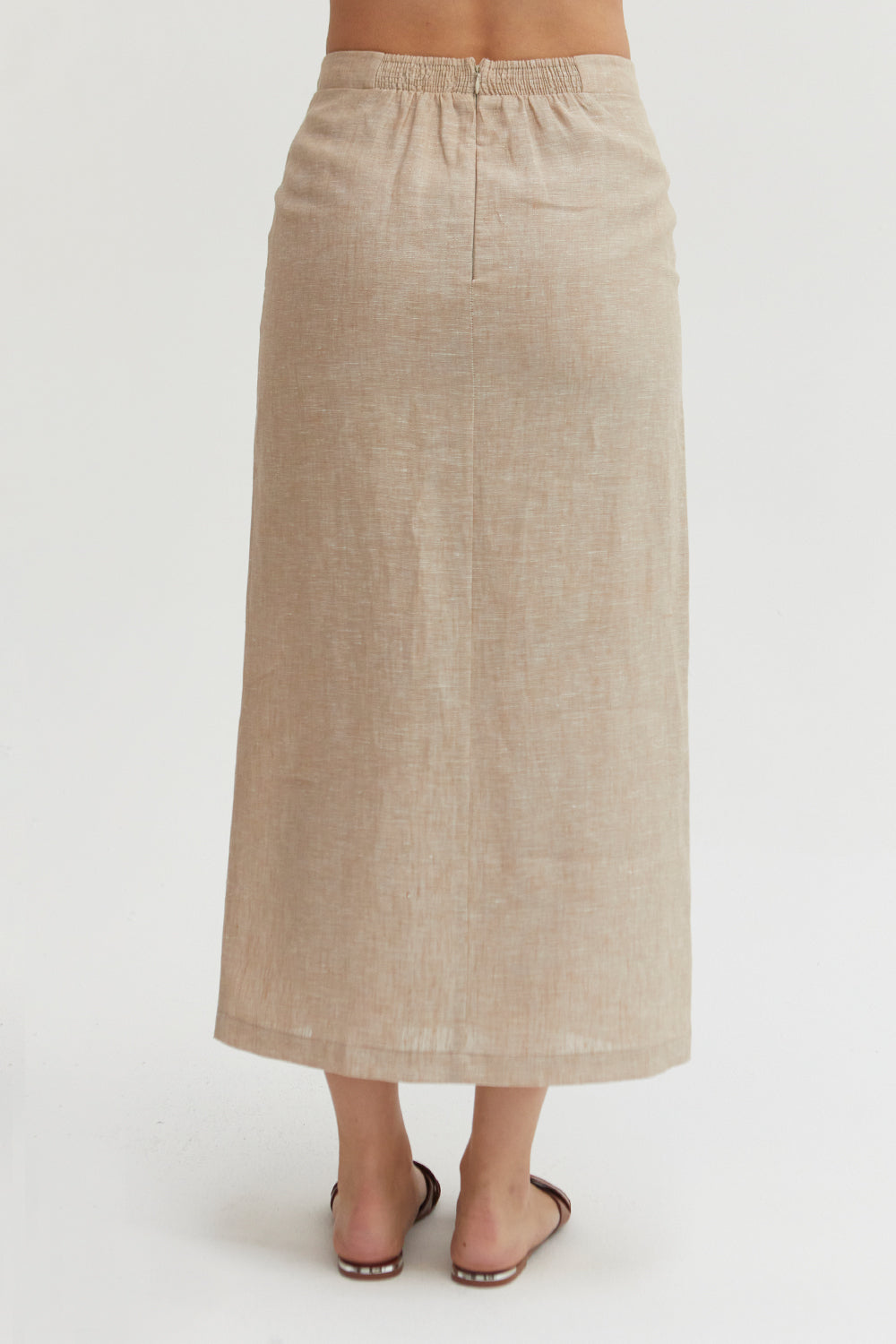 Daniella Blue High Waisted Linen Skirt