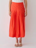 Remi Poplin Box Pleated Midi Skirt