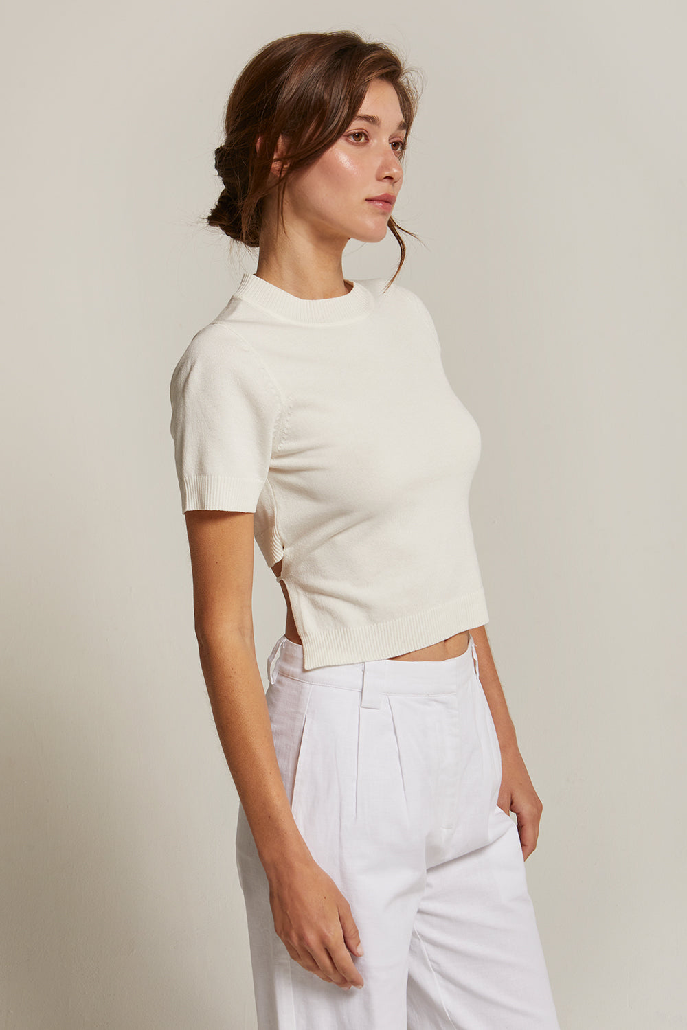 Envie Short Sleeve Tie-Back Knit Top