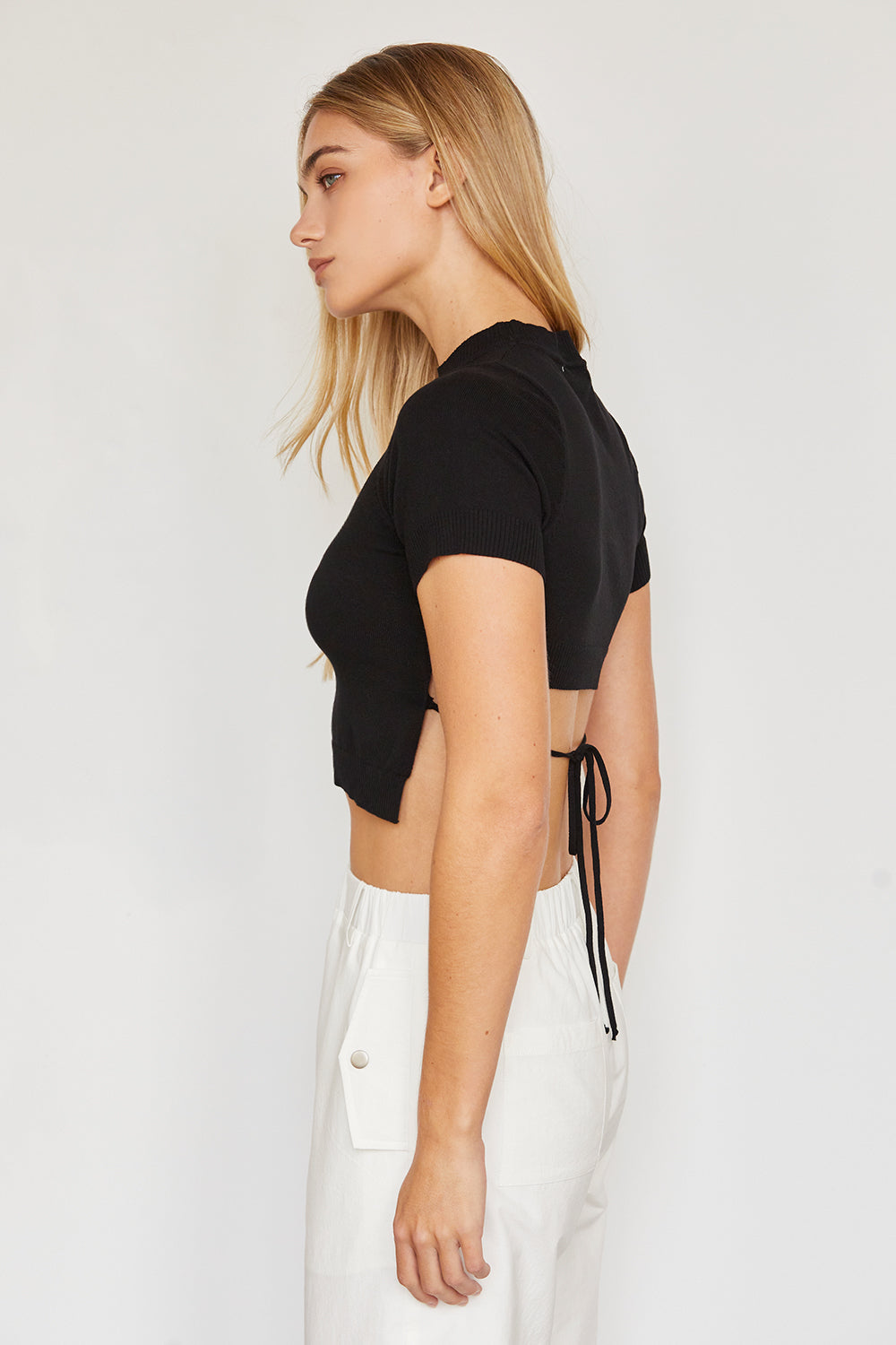 Envie Short Sleeve Tie-Back Knit Top